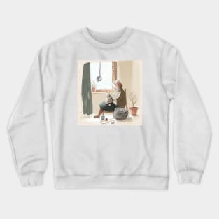 Woman Knitting at Home Crewneck Sweatshirt